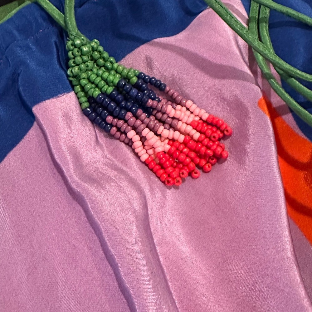 FARM Rio Dress XXS Mixed Print Toucan Palm Tree Colorblock V-Neck Brasil Viscose - Picture 5 of 15